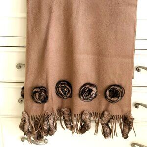 La Fiorentina Wool Wrap with Rabbit Fur Rosettes & Tails
